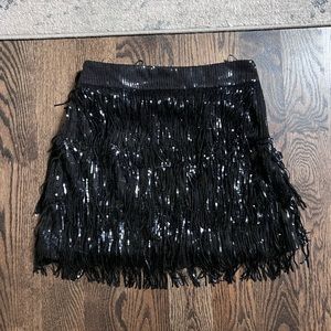 12th Tribe Black Fringe Skirt